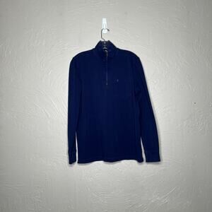 Criquet Men's Navy Organic Cotton Quarter Zip Sweater M